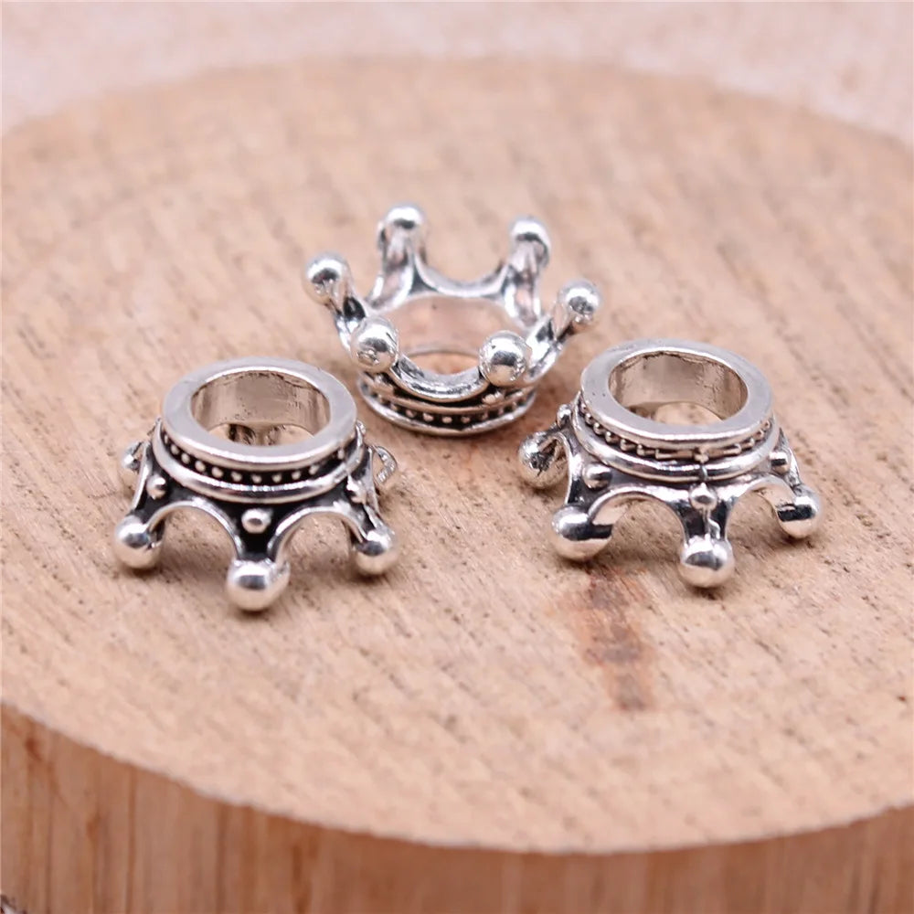 12x12x6mm 1.1g Antique Silver Zinc Alloy 3D Crown Charm Pendant for DIY Necklace Bracelet Jewelry