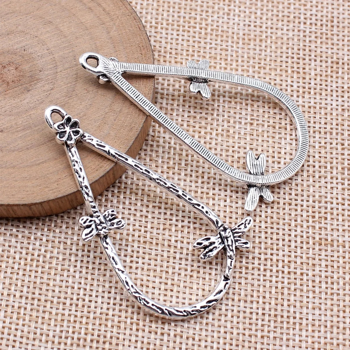 56x32mm 4.7g Multicolor Finish Zinc Alloy Teardrop Dragonfly Earring Charms for DIY Earrings Making