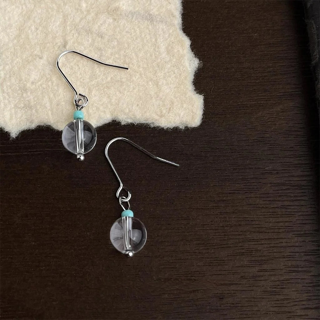 Korean Style White Crystal Rice Bead Geometric Round New Chinese Drop Earrings