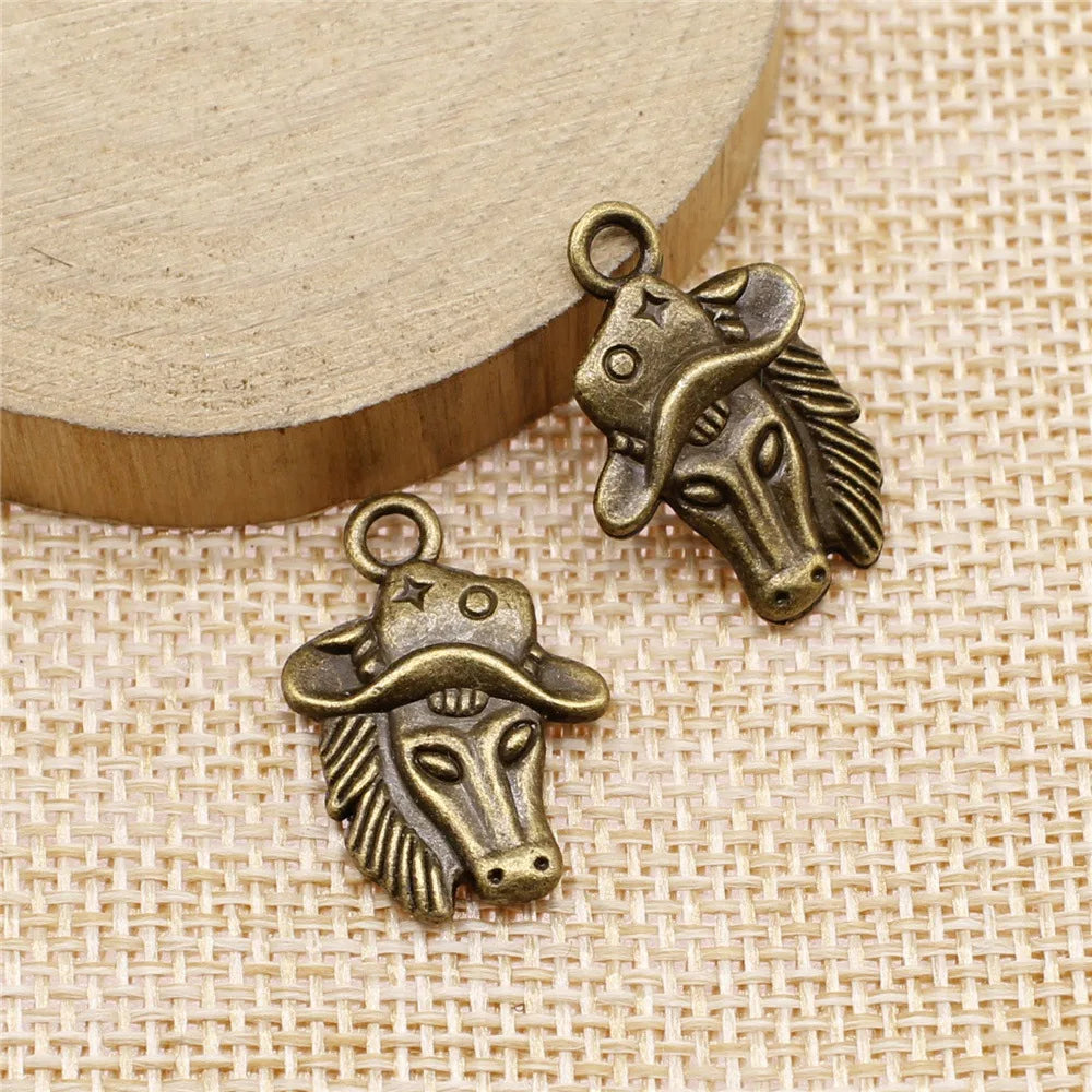 23x16mm 2.7g Zinc Alloy Cowboy Horse Head Double Sided Charm Pendant for DIY Necklace Bracelet Making