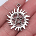 30x26mm 2.8g Antique Silver Zinc Alloy Five Point Star Sun Charm Pendant for Necklace Bracelet DIY