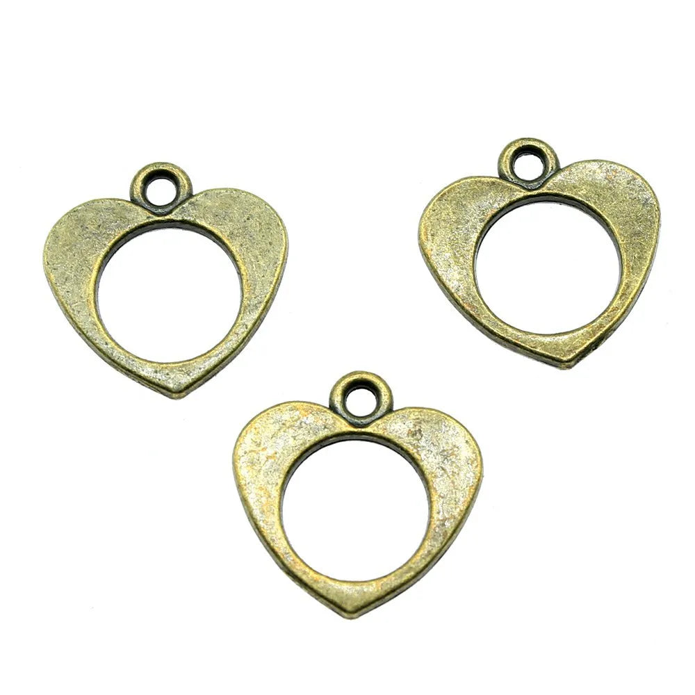 17x17mm 1.2g Multicolor Zinc Alloy Hollow Heart Charm Pendant for DIY Necklace Bracelet Making