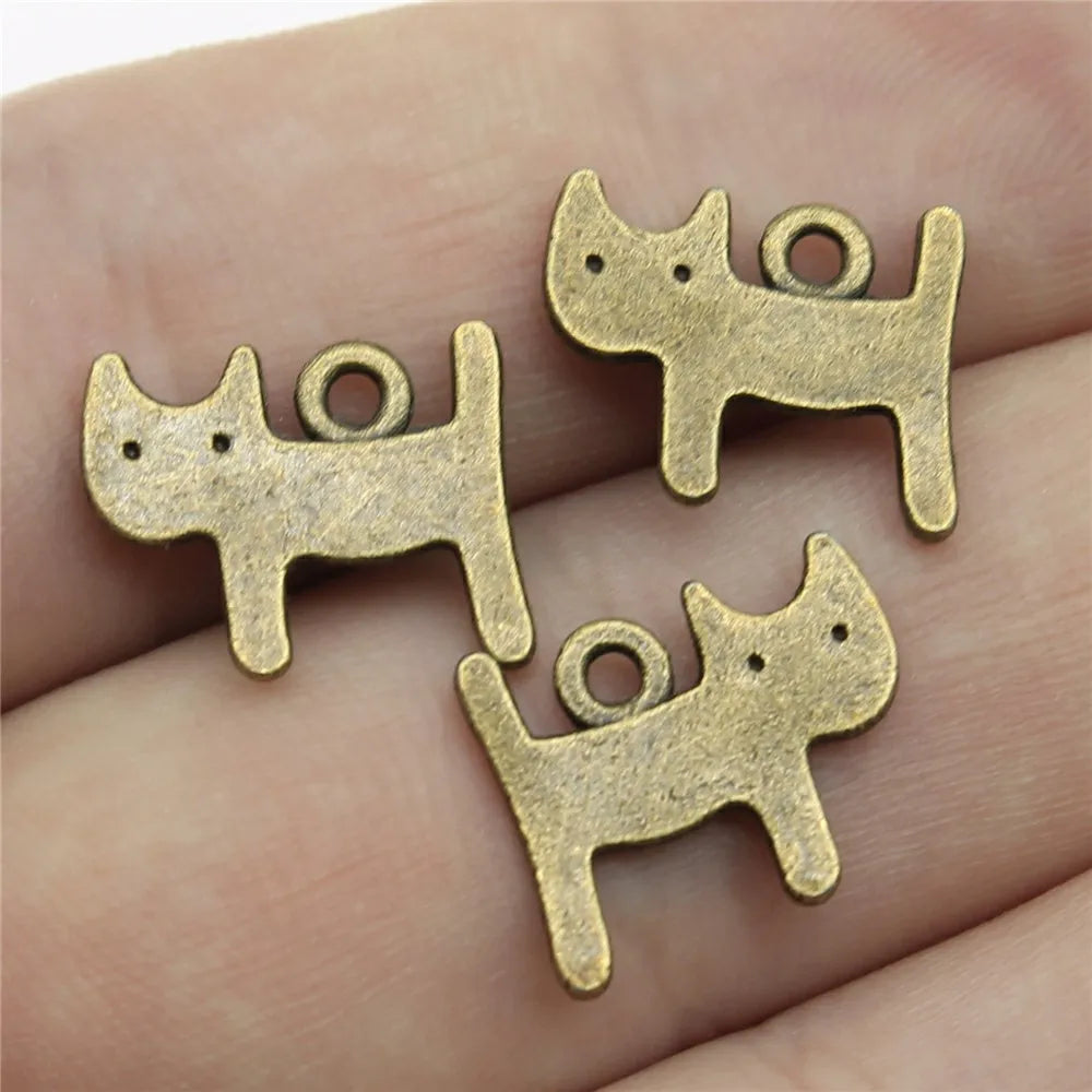 14x12mm 0.8g Multicolor Zinc Alloy Cat Charm Pendant for DIY Necklace Bracelet Jewelry Making