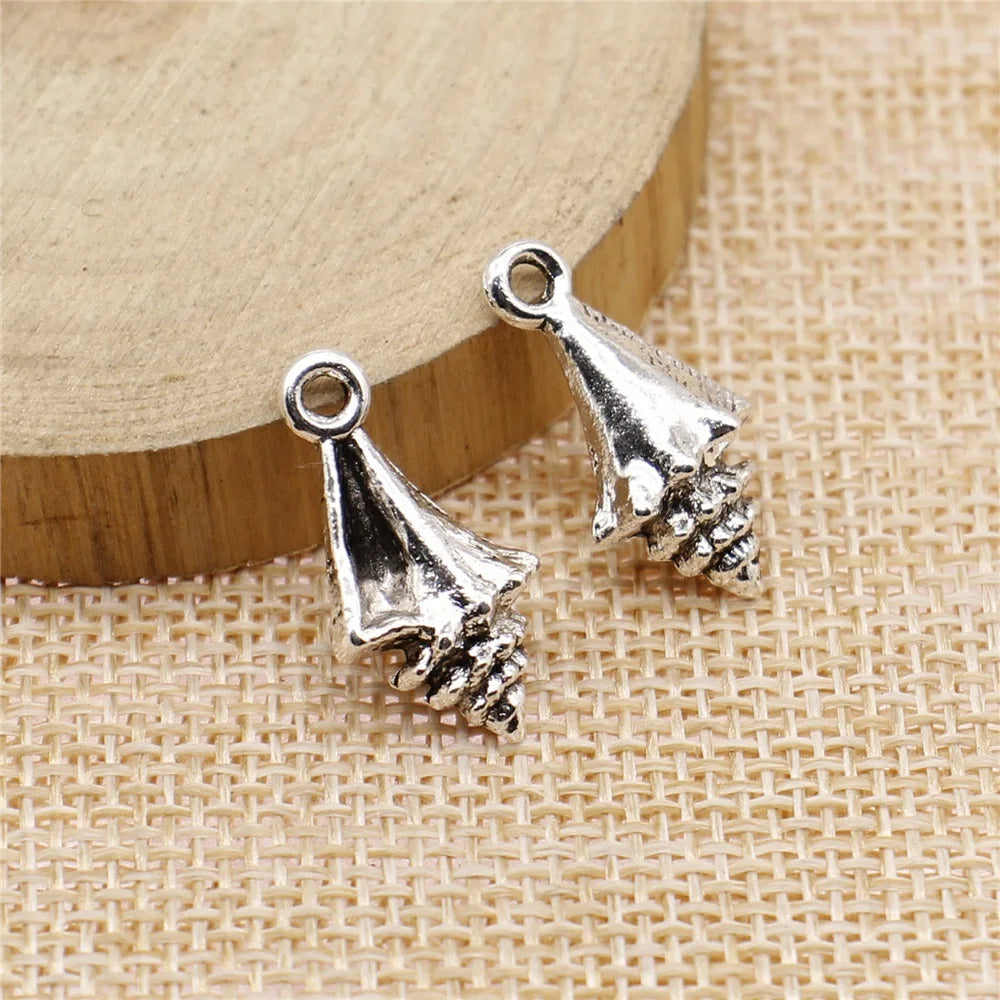 21x11x6mm 2.1g Antique Silver Zinc Alloy Conch Shell Charm Pendant for DIY Ocean Jewelry Making