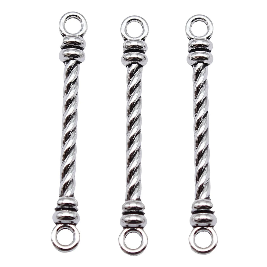 38x5mm 1.4g Antique Silver Zinc Alloy Long Bar Connector Charm for DIY Bracelet Necklace Jewelry
