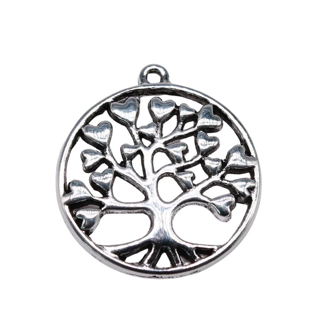 27x25mm 3.06g Antique Silver Zinc Alloy Heart Tree Charm Pendant for DIY Necklace Jewelry Making