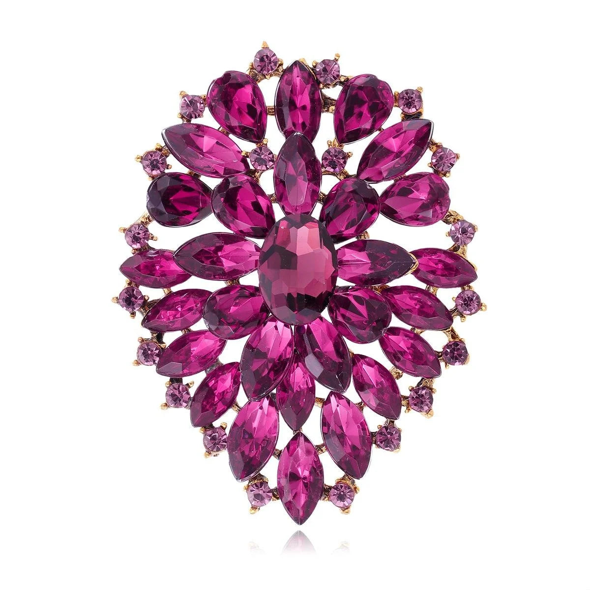 Luxury Blue Crystal Flower Brooch, Exaggerated Alloy Rhinestone Corsage Lapel Pin For Women's Suits