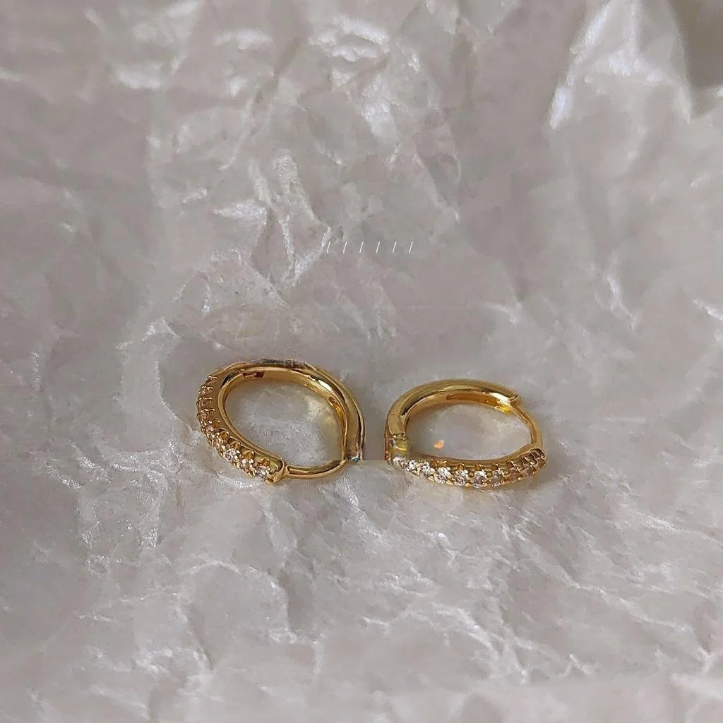 14K Gold Plated Copper Zircon Micro Pave Round Drop Earrings For Women