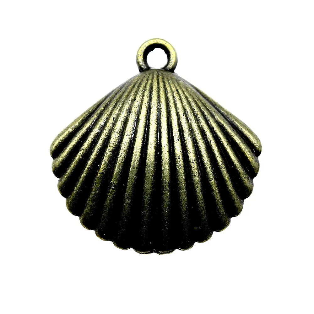 25x24mm 2.7g Multicolor Zinc Alloy Shell Charm Pendant for Ocean Theme Necklace Jewelry Making