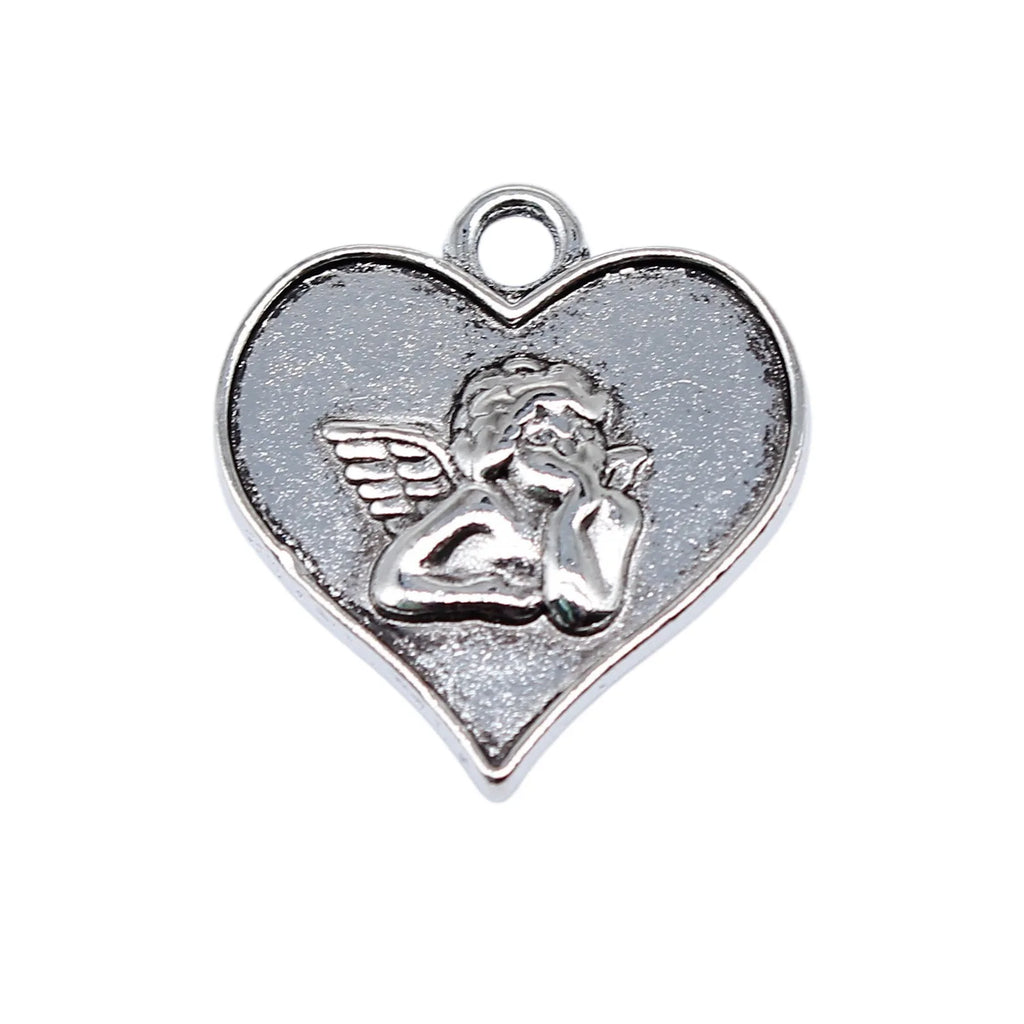 19x17mm 2g Antique Silver Zinc Alloy Cupid Heart Angel Charm Pendant for DIY Jewelry Making