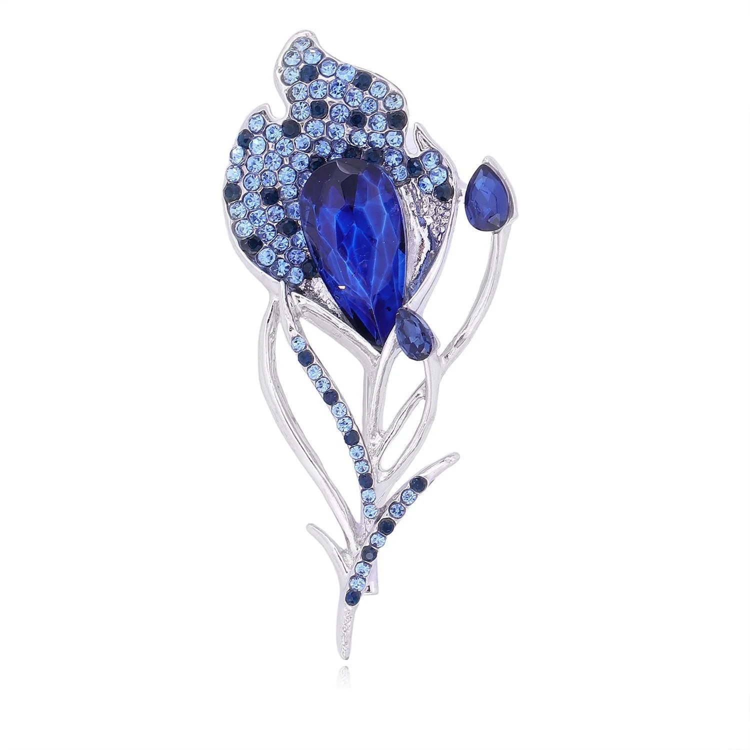 Elegant Pink Rhinestone Feather Brooch Alloy Crystal Leaf Lapel Pin Corsage For Women's Suits Gift