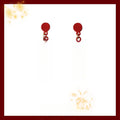 Chinese New Year Red Ruyi Geometric Alloy Drop Earrings With Silver Plated Pins