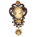 Vintage Beauty Cameo Portrait Alloy Rhinestone Hollow Brooch, Elegant Women's Lapel Pin Suit Accessory