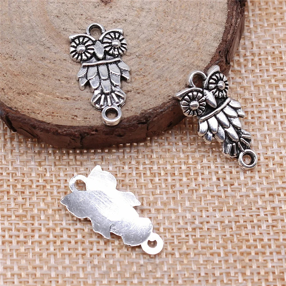 21x11mm 1g Multicolor Zinc Alloy Owl Cat Connector Charm for DIY Bracelet Necklace Jewelry Making