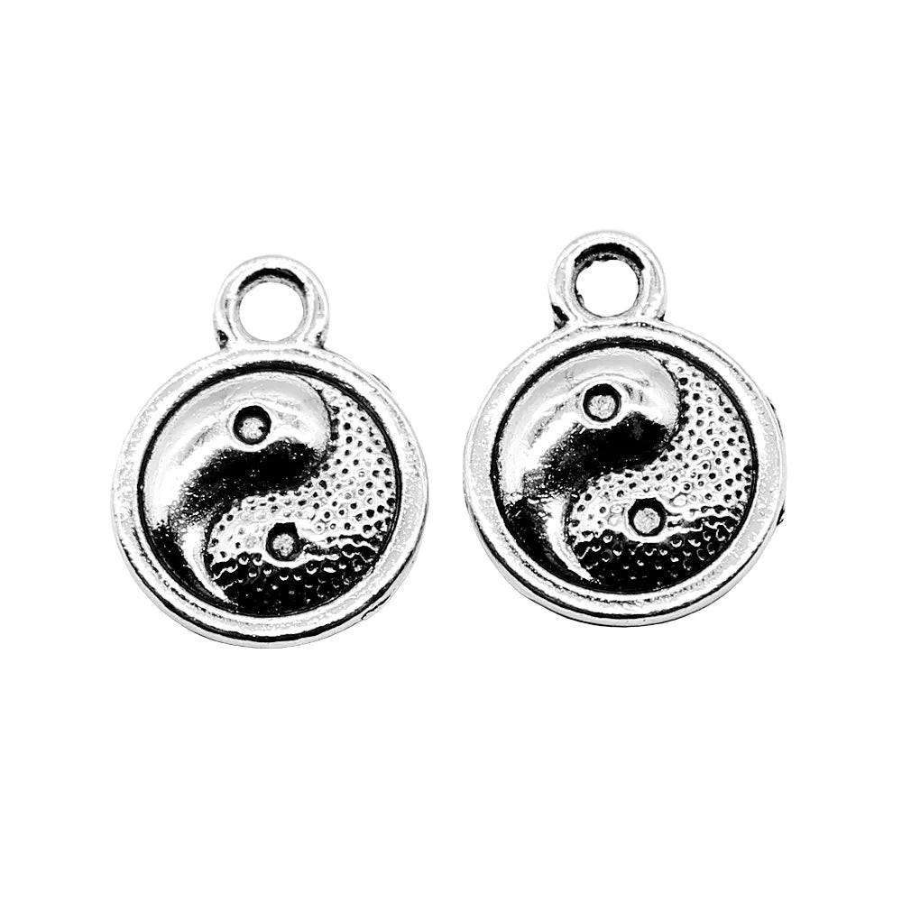 10mm 0.8g Antique Silver Zinc Alloy Tai Chi Charm Pendant for DIY Necklace Bracelet Making