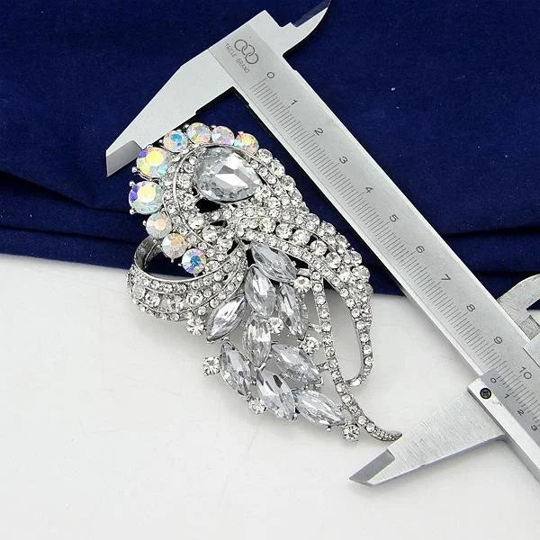 Elegant Crystal Rhinestone Alloy Floral Brooch With Acrylic Accents, Women's Lapel Pin Corsage Gift