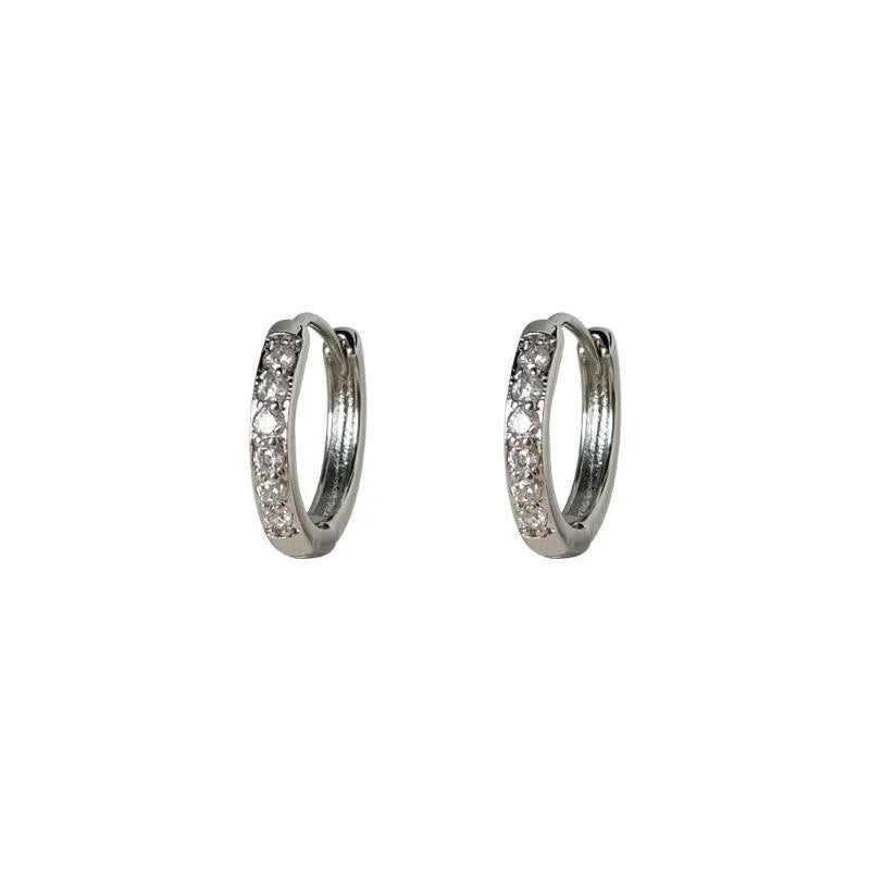 Sweet Cool Micro Pave Zircon Geometric Hoop Earrings Eco-Friendly Copper Minimalist Daily Jewelry