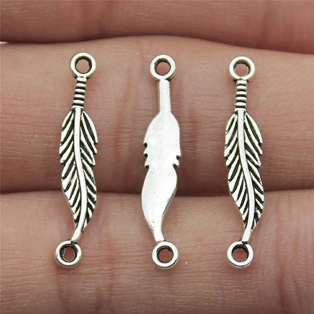 4x25mm 0.5g Antique Silver Zinc Alloy Leaf Connector Charm for Bracelet Necklace DIY Jewelry Making