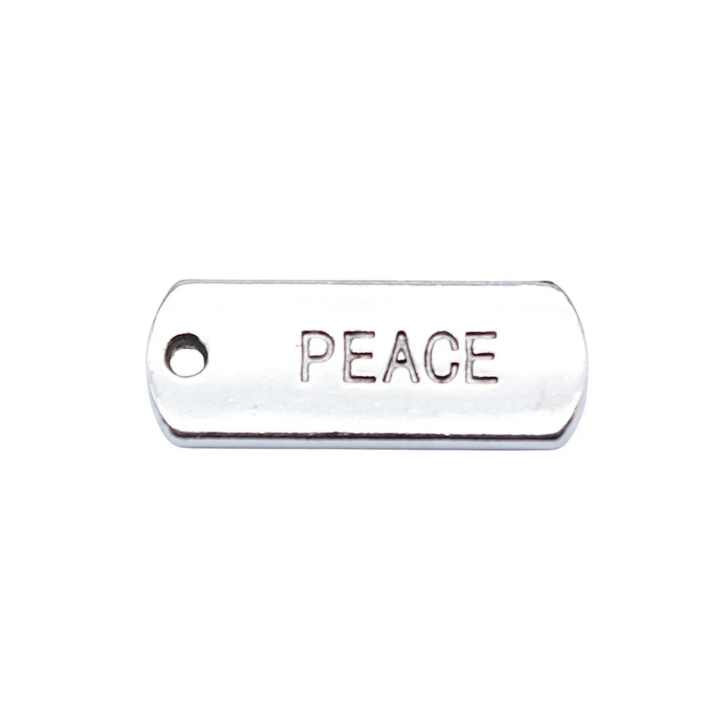 21x8mm 2g Antique Silver Zinc Alloy PEACE Word Tag Charm Pendant for DIY Necklace Bracelet