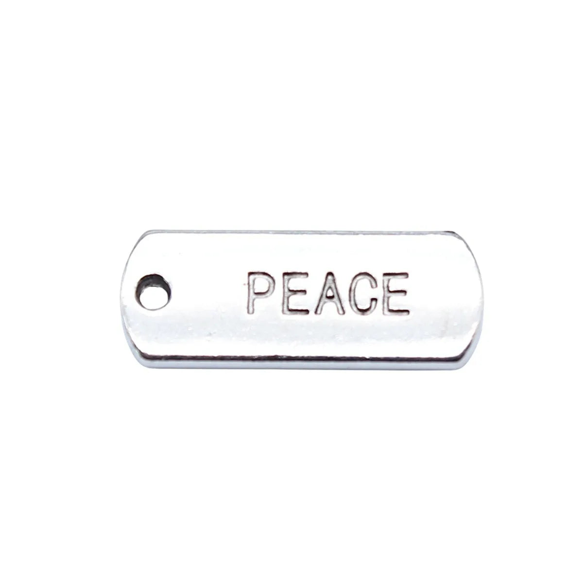 21x8mm 2g Antique Silver Zinc Alloy PEACE Word Tag Charm Pendant for DIY Necklace Bracelet