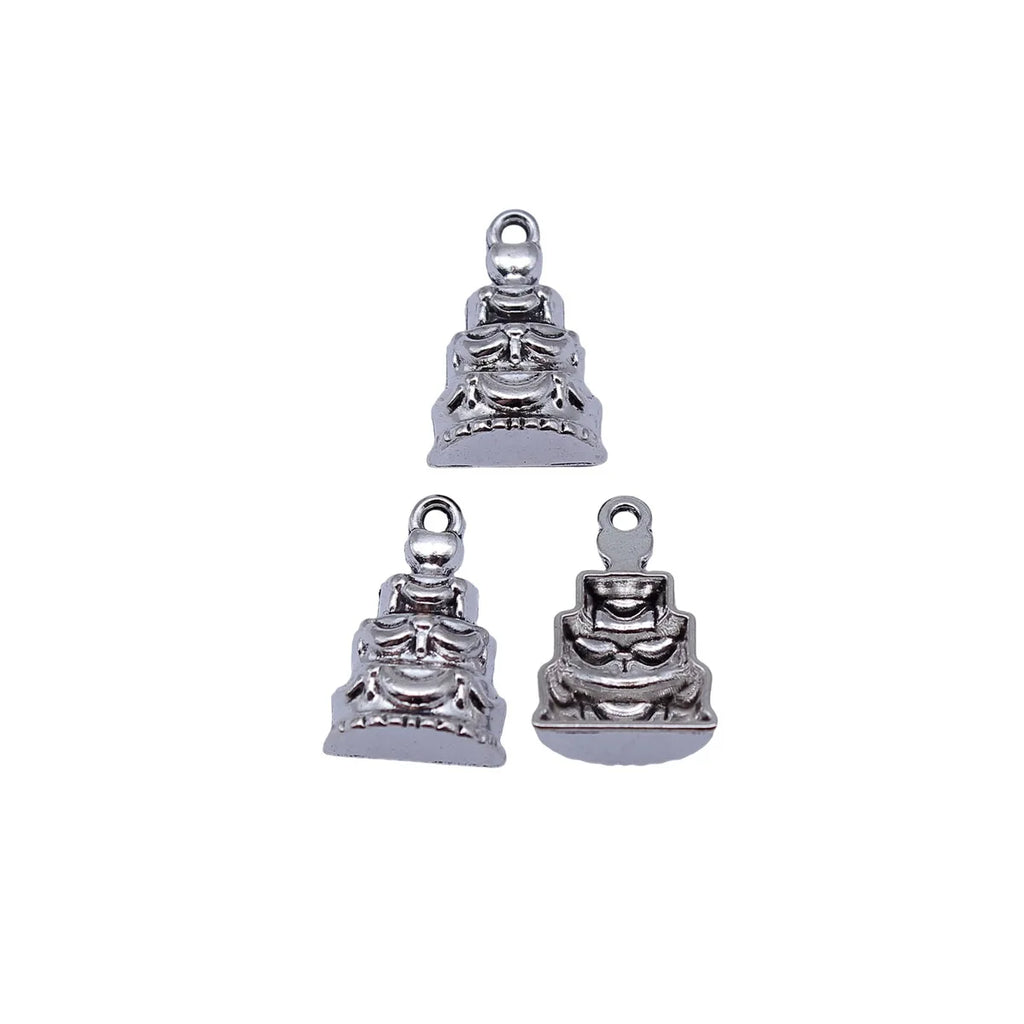 17x11mm 0.97g Antique Silver Zinc Alloy Birthday Cake Charm Pendant for Necklace Bracelet Jewelry Making