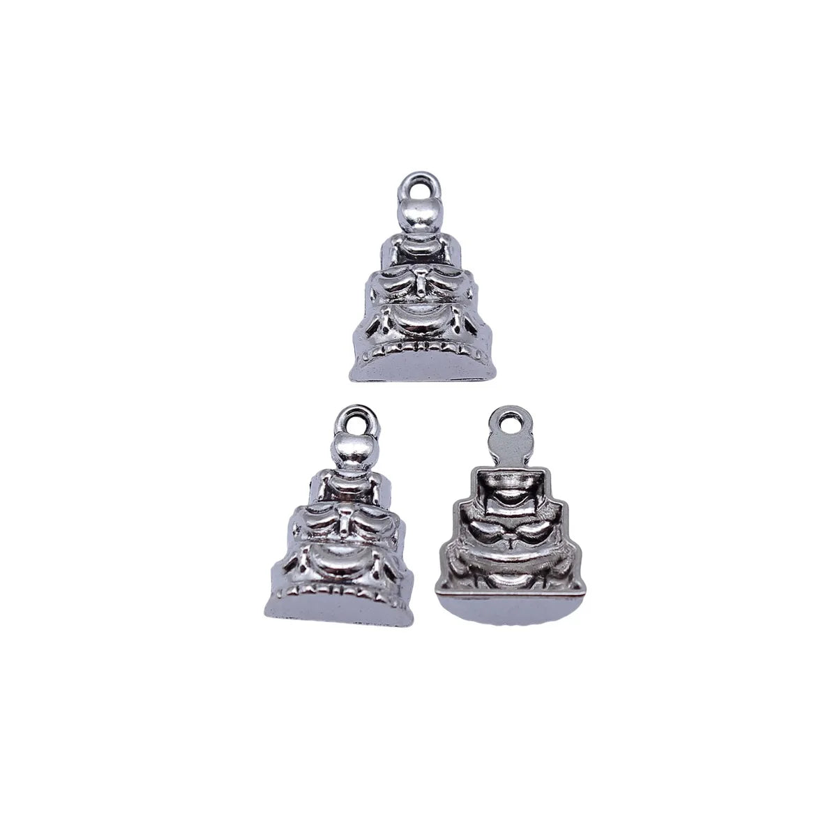 17x11mm 0.97g Antique Silver Zinc Alloy Birthday Cake Charm Pendant for Necklace Bracelet Jewelry Making