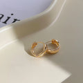 14K Gold Plated Copper Geometric Round Stud Earrings Minimalist Commuter Fashion