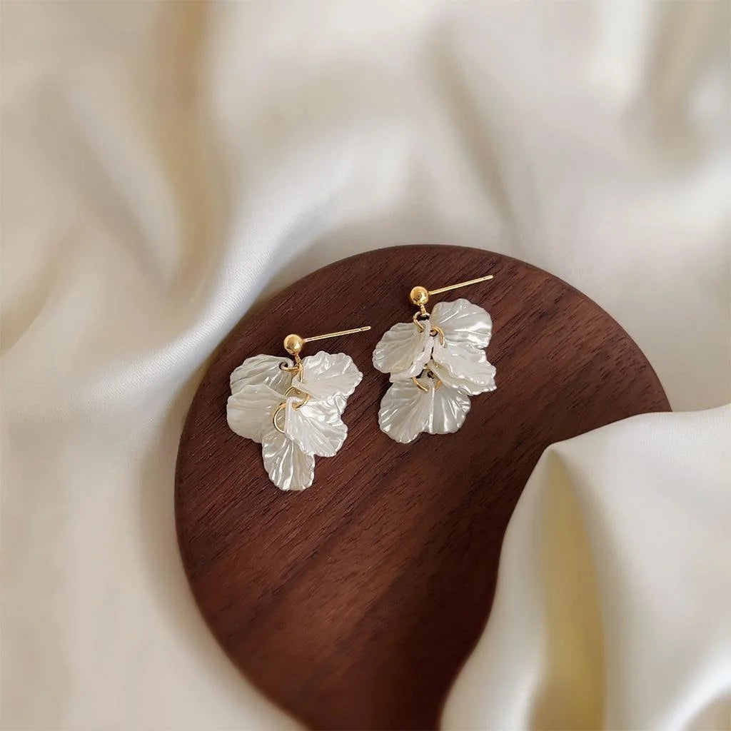 Sweet Forest Fairy Handmade Acrylic Leaf Flower Drop Earrings Elegant Summer Jewelry