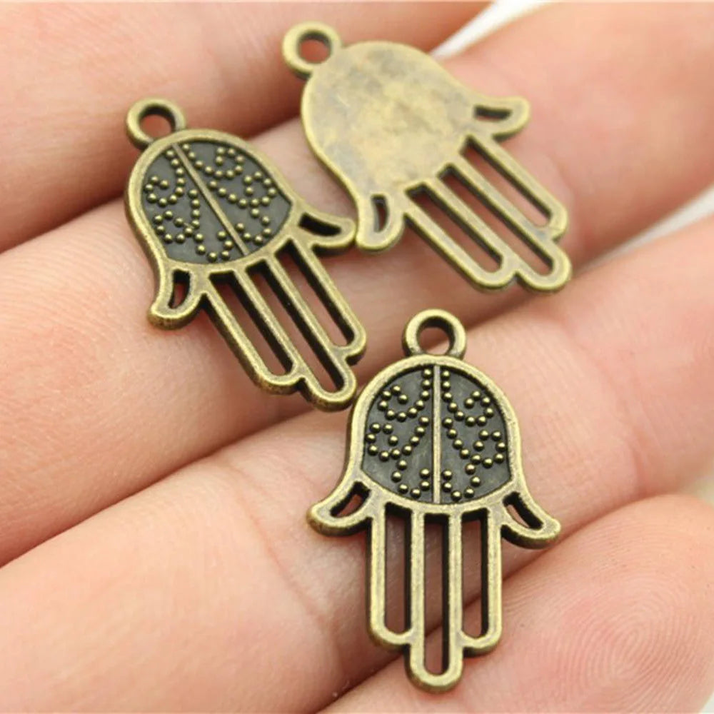 24x15mm 1.5g Multicolor zinc alloy Hamsa Hand charm pendant for DIY bracelet necklace jewelry making