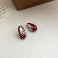 Original Design Copper Enamel Small Shoe Stud Earrings Silver Plated Pin Style Jewelry