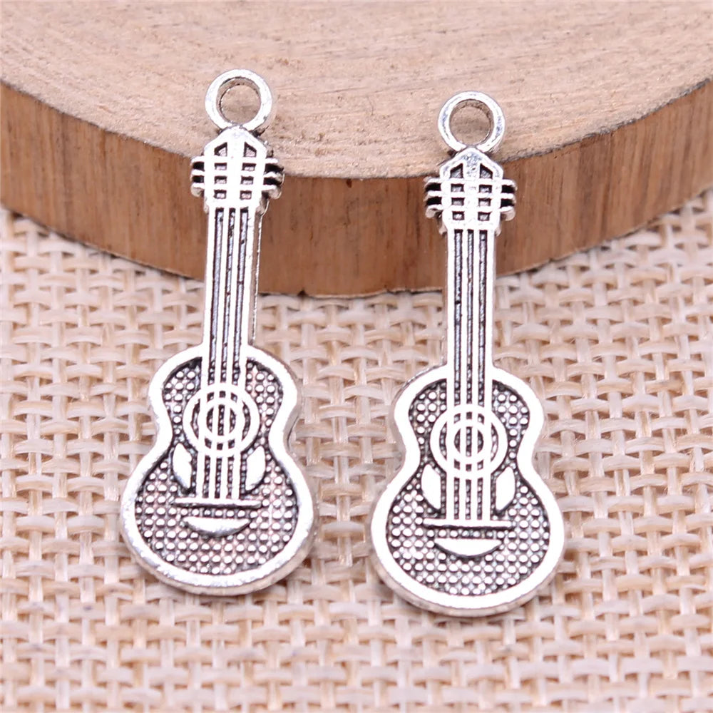 28x10mm 1.45g Multicolor Zinc Alloy Guitar Charm Pendant for DIY Bracelet Necklace Jewelry Making