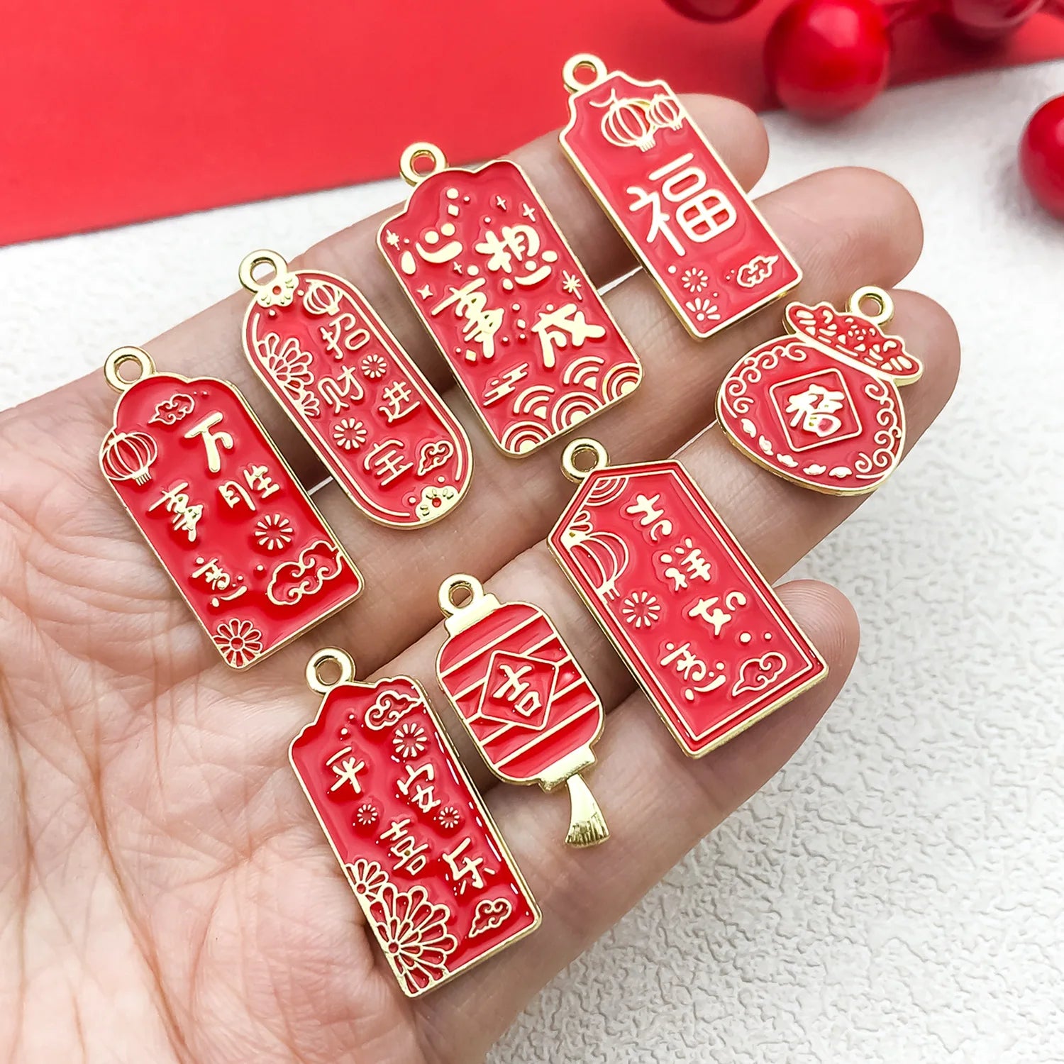 Zinc Alloy Lucky Bag Ruyi Fan Bead Beadable Bead for DIY Keychain Jewelry