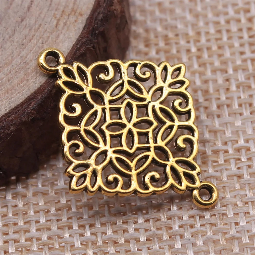 22x28mm 1.5g Multicolor Zinc Alloy Flower Connector Charm for DIY Earrings Bracelet Jewelry Making
