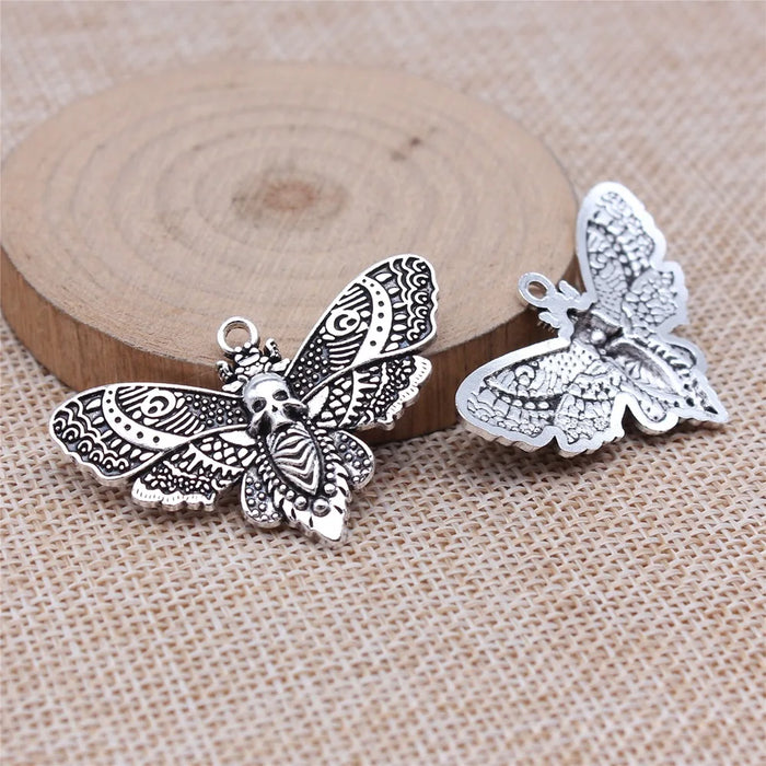 27x43mm 3.7g Multicolor Zinc Alloy Skull Butterfly Charm Pendant for Gothic DIY Jewelry Making