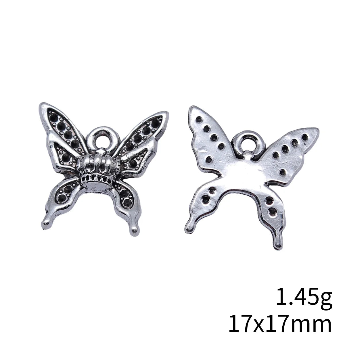 17x17mm 1.45g Antique Silver Zinc Alloy Crown Butterfly Charm Pendant for DIY Jewelry Making
