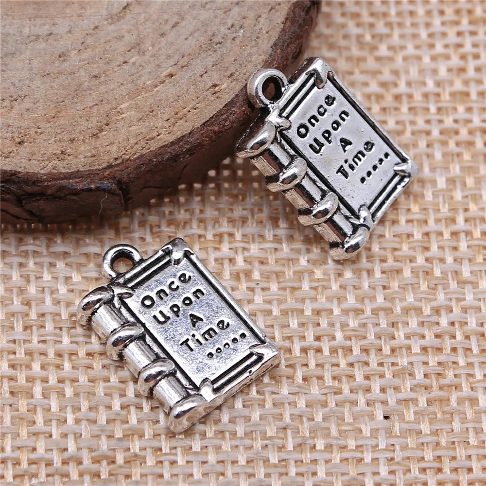 12x18mm 1.7g Zinc Alloy Once Upon A Time Story Book Charm Pendant for DIY Necklace Jewelry Making