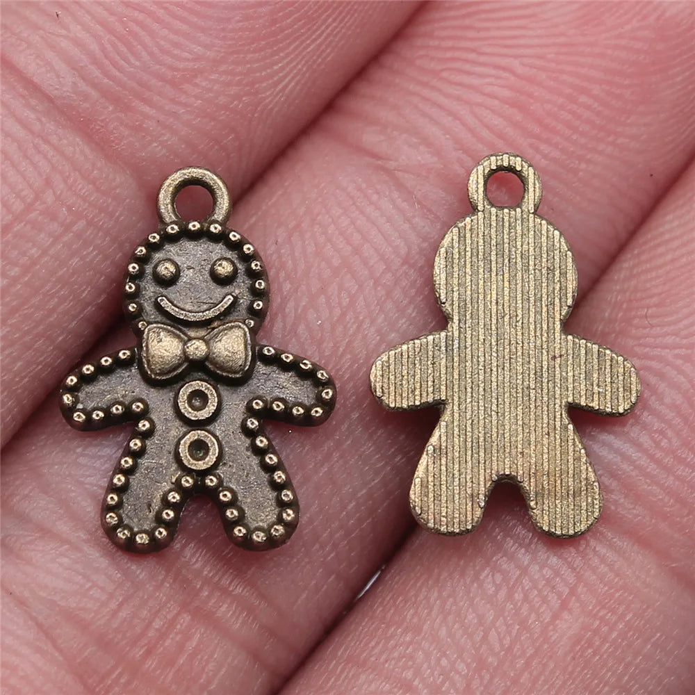 18x12mm 0.9g Multicolor Zinc Alloy Gingerbread Man Charm Pendant for DIY Jewelry Making