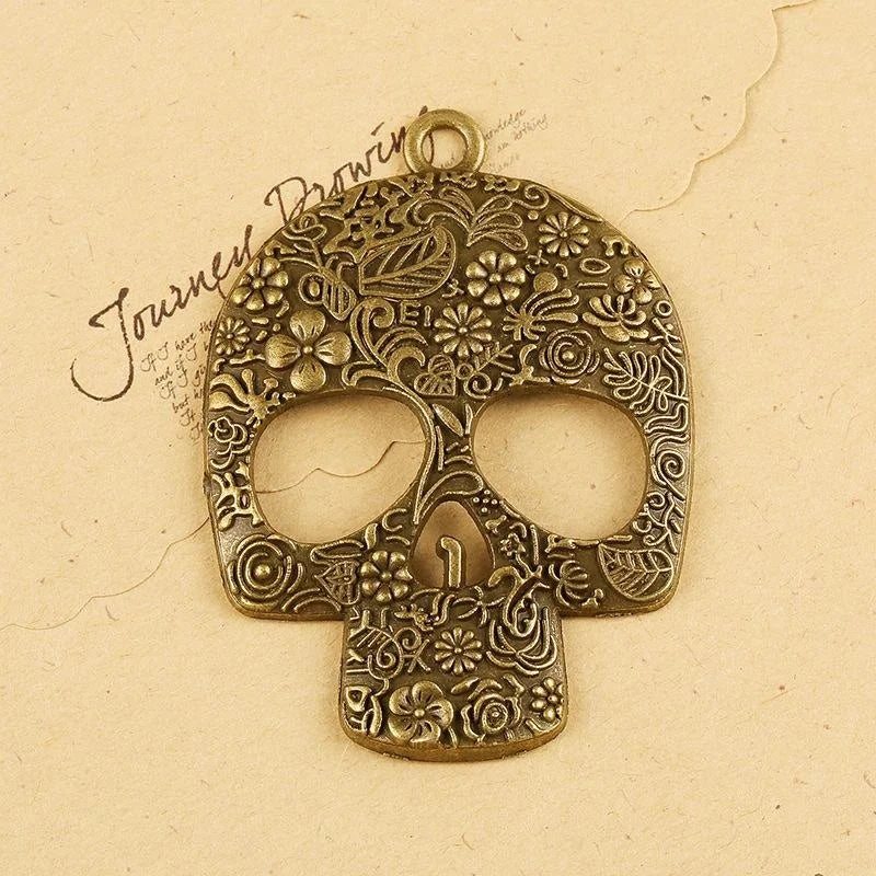 66x49MM Zinc Alloy Rose Skull Charm Pendant for DIY Necklace Bracelet Jewelry Making