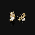 Elegant Pearl Butterfly Rhinestone Gold Alloy Stud & Clip On No Piercing Vintage Women's Earrings