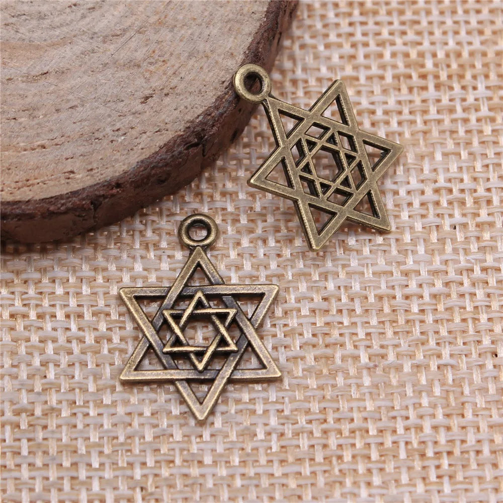 22mm 1g Multicolor Zinc Alloy Six Pointed Star Charm Pendant for DIY Necklace Bracelet Jewelry
