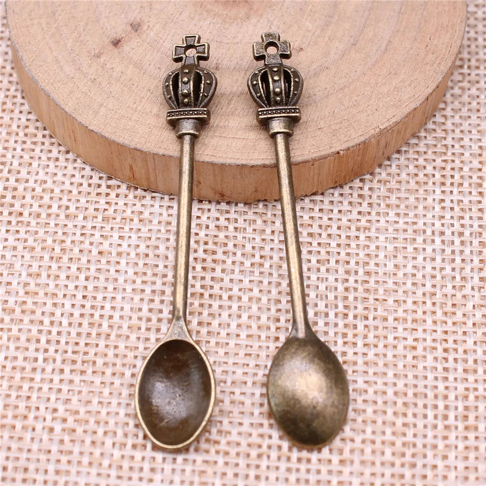 56x11mm 2.8g Multicolor Zinc Alloy Crown Spoon Charm Pendant for DIY Necklace Bracelet Jewelry Making