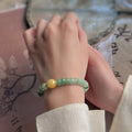 Natural Citrine Green Aventurine Copper Geometric Chinese Style Bracelet For Women