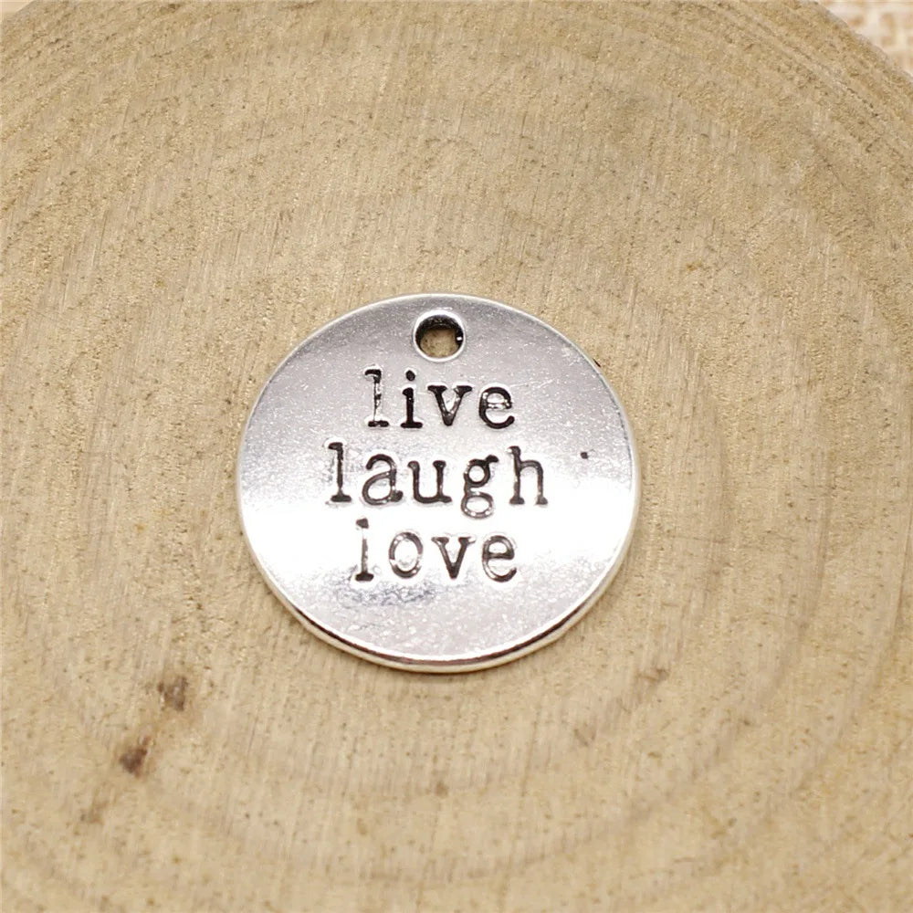 20mm 3g Zinc Alloy Live Laugh Love Word Letter Charm Pendant for DIY Bracelet Necklace Jewelry