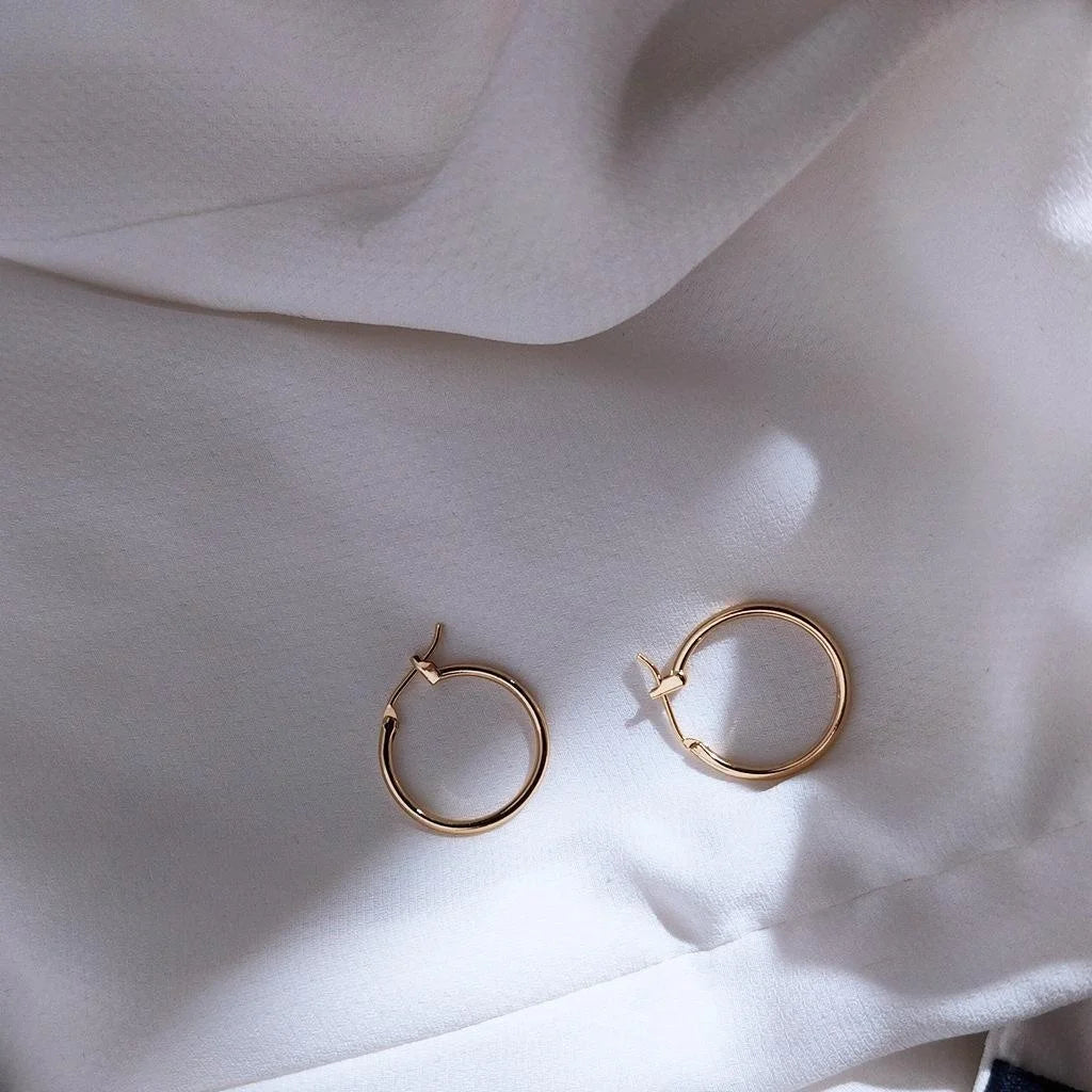 14K Gold Plated Copper Round Hoop Earrings For Women Minimalist Chic Fashion Jewelry