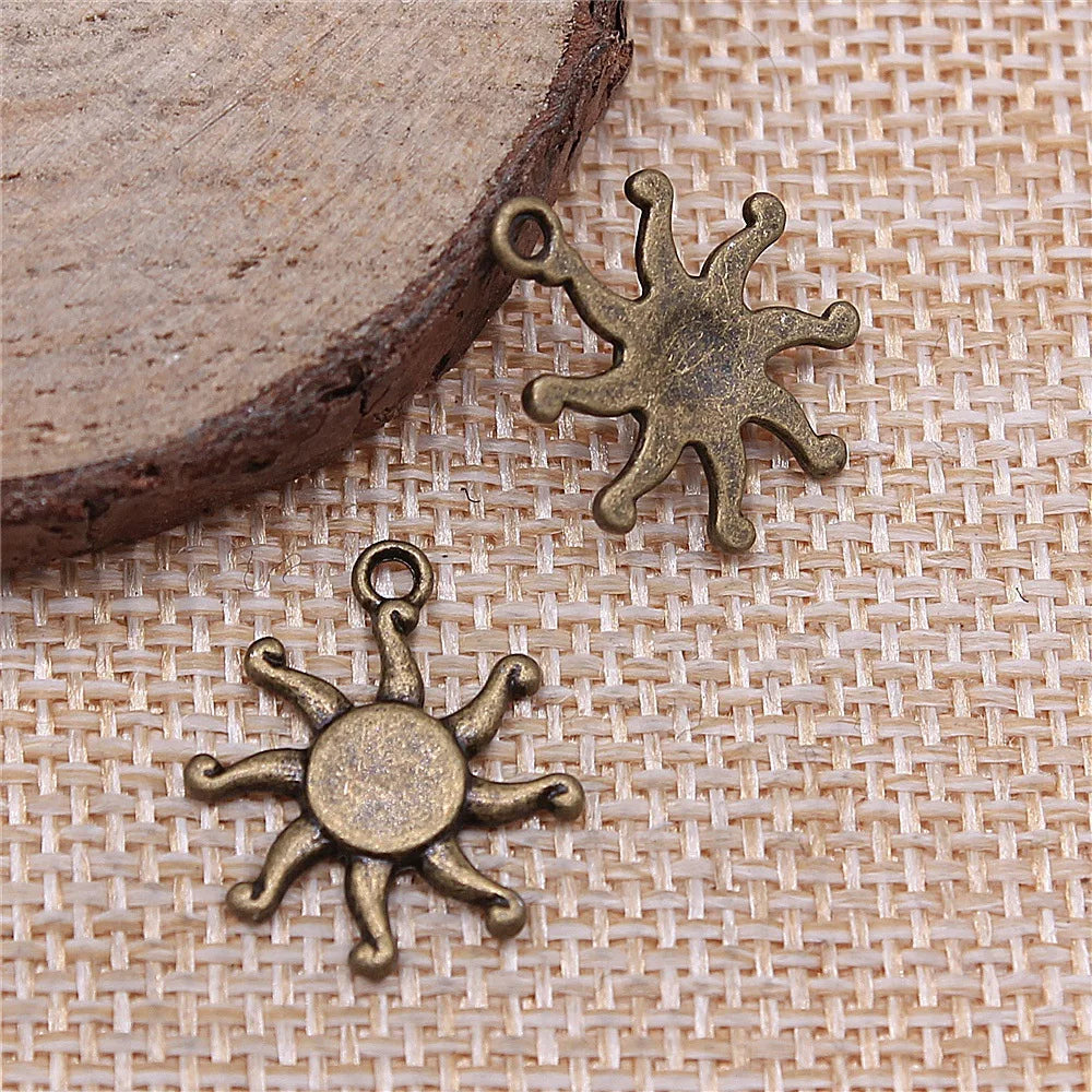 17mm 1g Zinc Alloy Sun Charm Pendant for Necklace Bracelet Earring DIY Jewelry Making