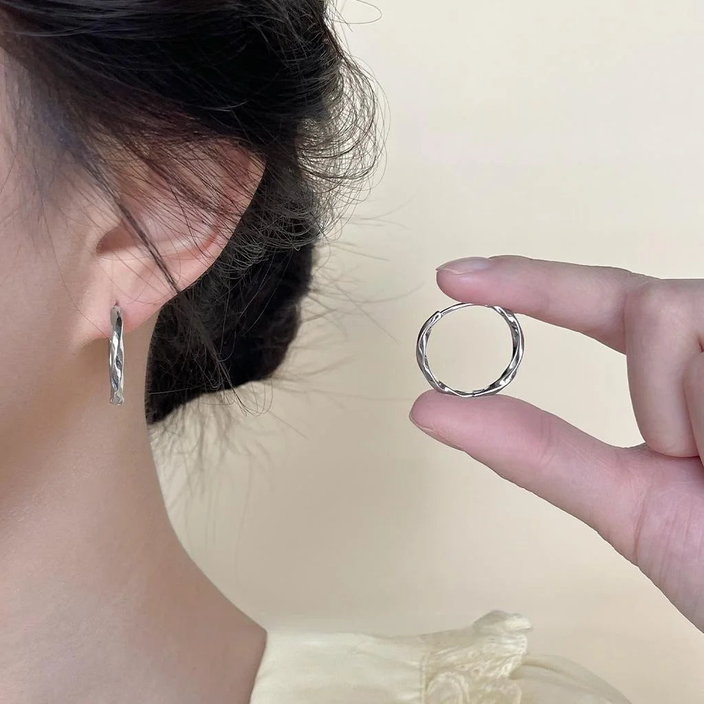 Premium Copper Twisted Hoop Drop Earrings Minimalist Geometric Metal Commuter Jewelry