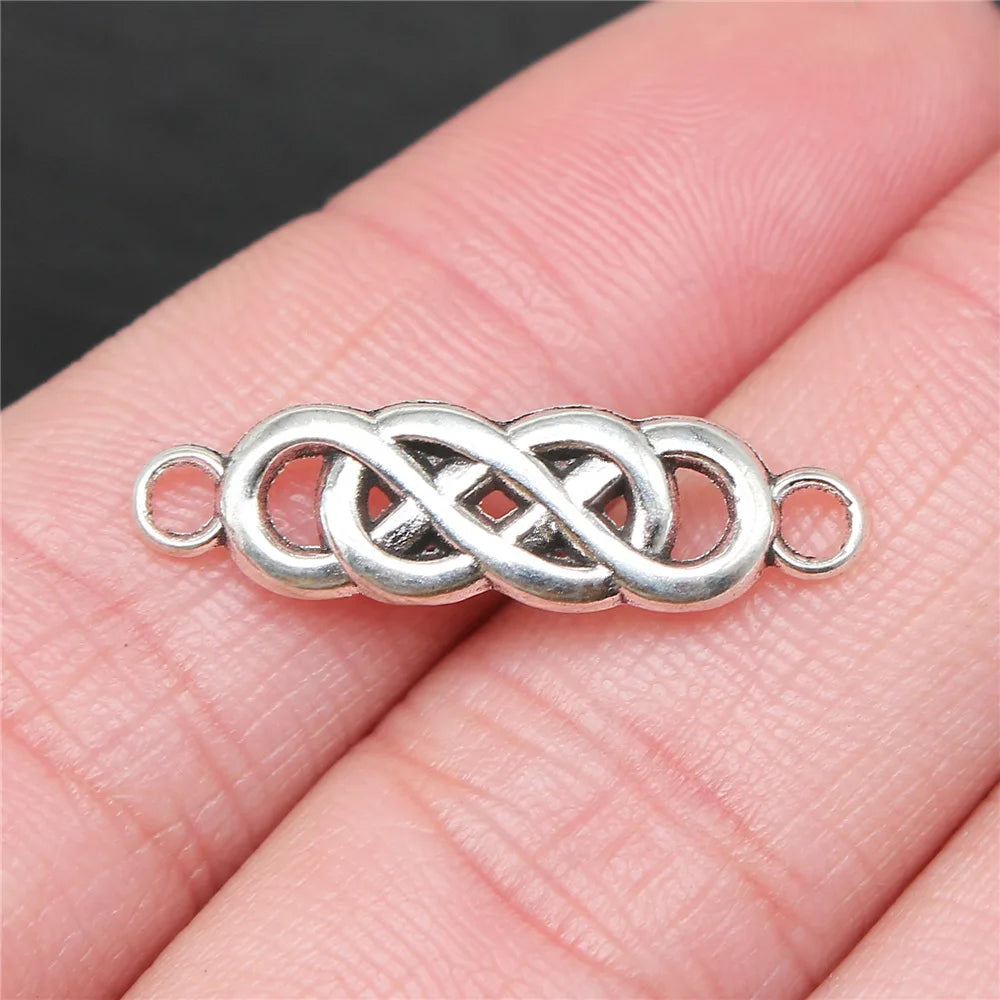 28x8mm 1.3g Antique Silver Zinc Alloy Infinity Symbol Connector Charm for DIY Jewelry Making