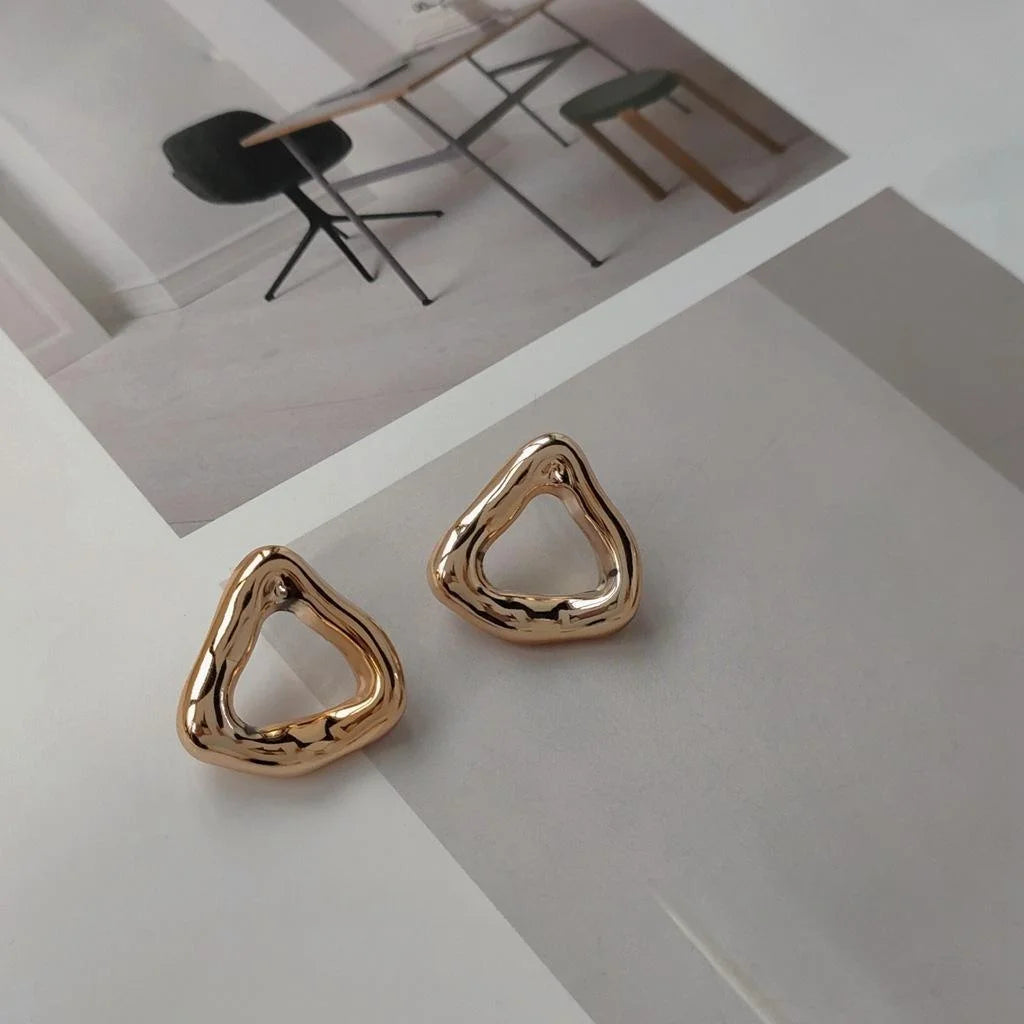 Minimalist 14K Plated Irregular Triangle Acrylic Stud Earrings