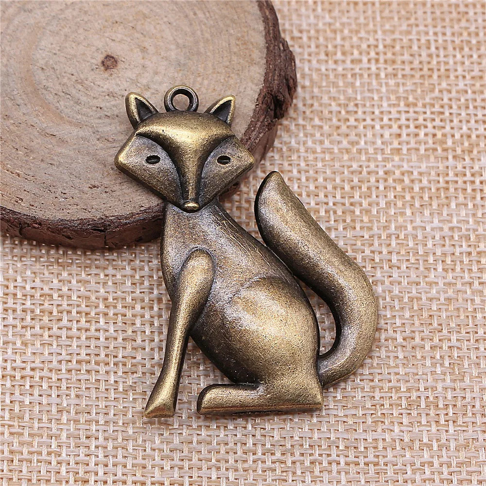 50x37mm 9g Multicolor Zinc Alloy Fox Charm Pendant for DIY Necklace Bracelet Jewelry Making