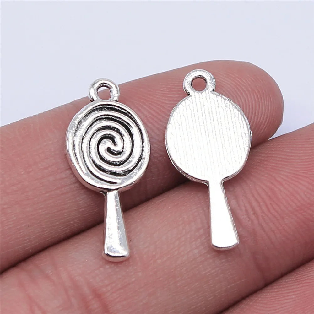24x11mm 1.2g Antique Silver Zinc Alloy Lollipop Charm Pendant for DIY Necklace Bracelet Making